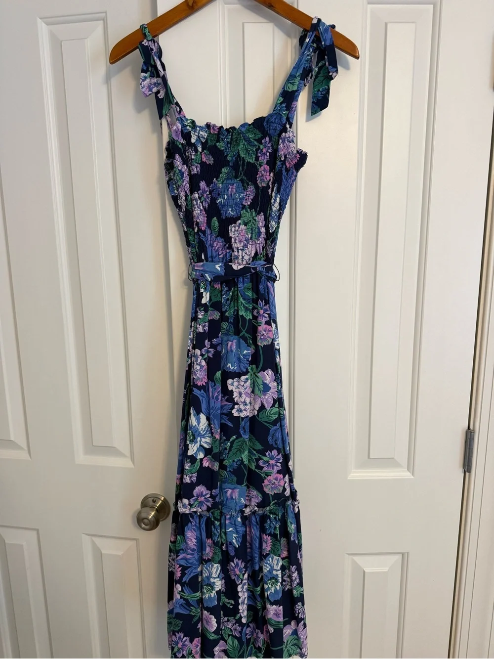 J.Crew Beachwear Smocked tie-shoulder dress in retro floral Size Small